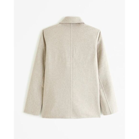 Abercrombie & Fitch Wool-Blend Blazer Coat Beige Small Button Front Jacket - Picture 3 of 14